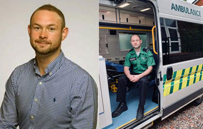 Pictured left: Paul Wharton-Hardman. Pictured right: Paul Wharton-Hardman on duty with St John Ambulance.