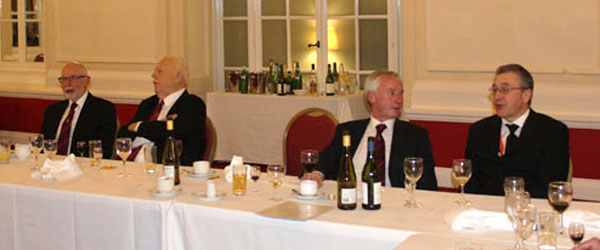 Pictured from left to right, are: Companions and guests at the festive board, John James, David Anderton, Peter Taafe and Malcolm Hodgson.