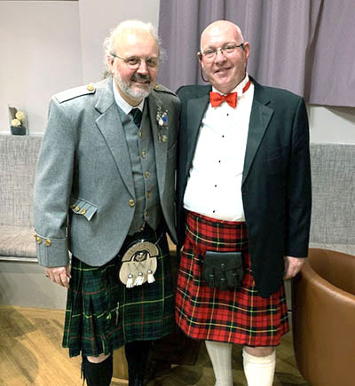 Russell Skidmore and Stephen Oliver dressed and ready to greet the guests. Russell Skidmore and Stephen Oliver dressed and ready to greet the guests.