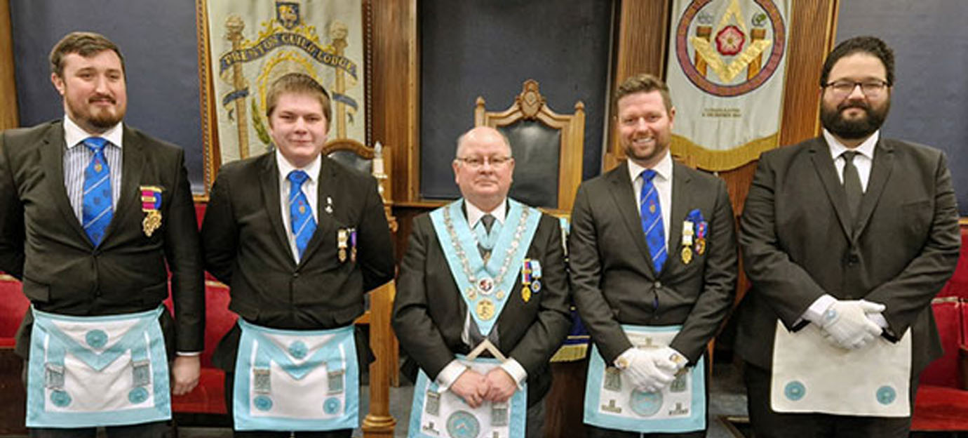 The City of Lancaster Group, pictured from left to right, are: Alistair McIntyre (who is a member of both Preston Guild Lodge and City of Lancaster Lodge), Connor Isted, Cliff Jones, Lee Fisher and John Hammerschlag. The City of Lancaster Group, pictured from left to right, are: Alistair McIntyre (who is a member of both Preston Guild Lodge and City of Lancaster Lodge), Connor Isted, Cliff Jones, Lee Fisher and John Hammerschlag.