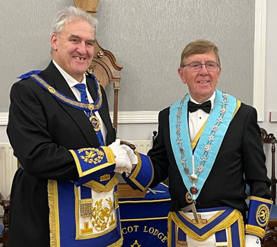 Andy Whittle (left) congratulates the new WM George Moffatt. Andy Whittle (left) congratulates the new WM George Moffatt.