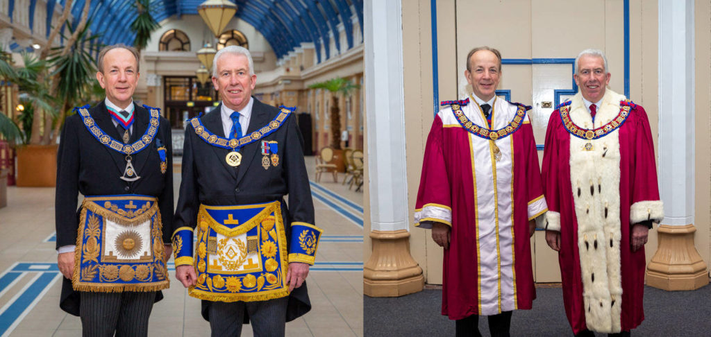 Provincial Grand Master / Most Excellent Grand Superintendent Mark Matthews (right) pictured with Pro Grand Master / Pro First Grand Principal Jonathan Spence at the Winter Gardens in Blackpool