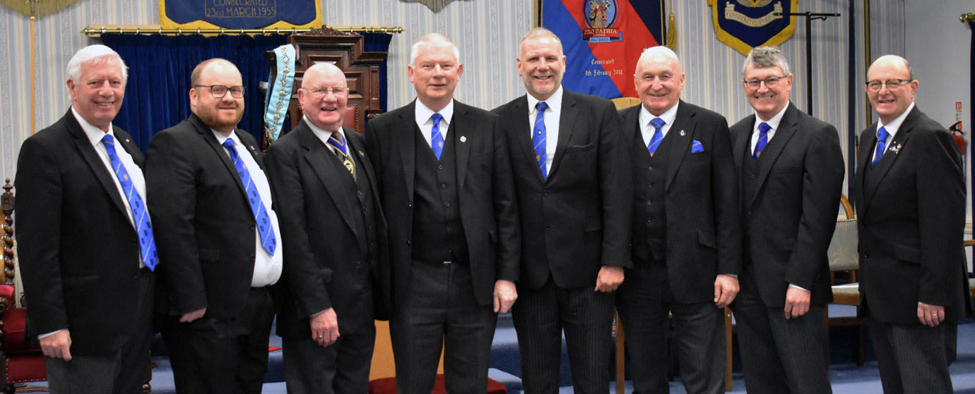 Pictured from left to right, are: Dave Sear, Steve Renney, David Grainger, Bob Stafford, Barry Fitzgerald, Richard Wilcock, Doug Smith and Peter While. 