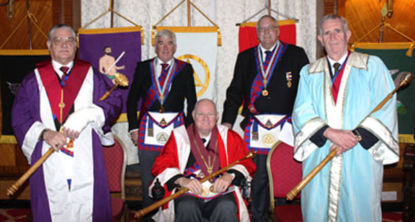 Pictured from left to right, are: Les Williams, Paul Snape, Peter Green, Gwilym Jones and George Powell. Pictured from left to right, are: Les Williams, Paul Snape, Peter Green, Gwilym Jones and George Powell.