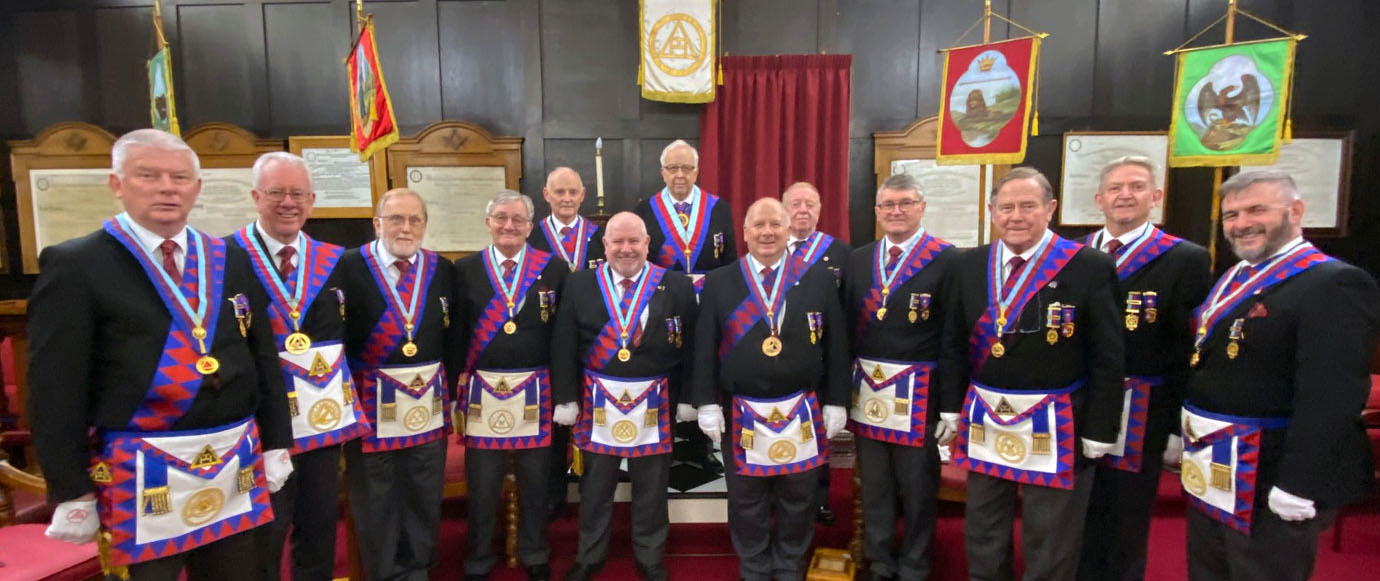 Pictured from left to right, are the demonstration team: Robert Stafford, Kevin Byrne, Geoffrey Waters, Geoff Bury, Alan Procter, Michael Silver, Malcolm Alexander, Robert Brentwood, Philip Powell, Douglas Smith, Stewart McVernon, Ian Stirling and Robb Fitzsimmonds 