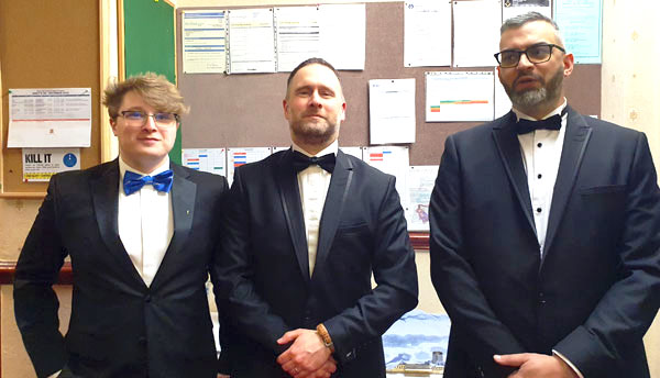 Pictured from left to right, are: The working tool stars, James Lock, Thomas Walderman and Warren Langford. Pictured from left to right, are: The working tool stars, James Lock, Thomas Walderman and Warren Langford.