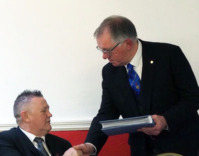 Mark Clifford (left) receiving his Year Book from John Robbie Porter. Mark Clifford (left) receiving his Year Book from John Robbie Porter.