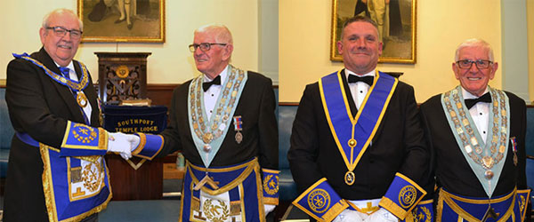 Pictured left: Philip Gunning congratulating Bryan Henshaw. Pictured right: Bryan standing proudly with his son Graham. Pictured left: Philip Gunning congratulating Bryan Henshaw. Pictured right: Bryan standing proudly with his son Graham.