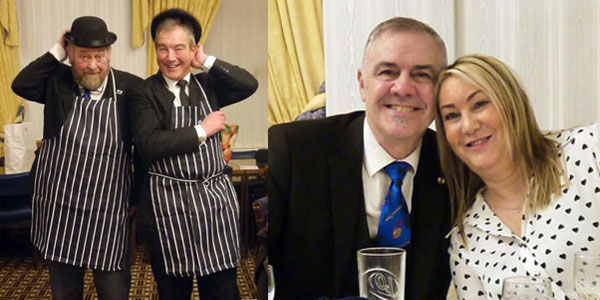 Pictured left: Peter Maxwell (left) and Ian Watson in traditional Lancashire attire. Pictured right: Blackpool Group Chairman Steve Jelly and Mrs group chairman, Maureen. Pictured left: Peter Maxwell (left) and Ian Watson in traditional Lancashire attire. Pictured right: Blackpool Group Chairman Steve Jelly and Mrs group chairman, Maureen.