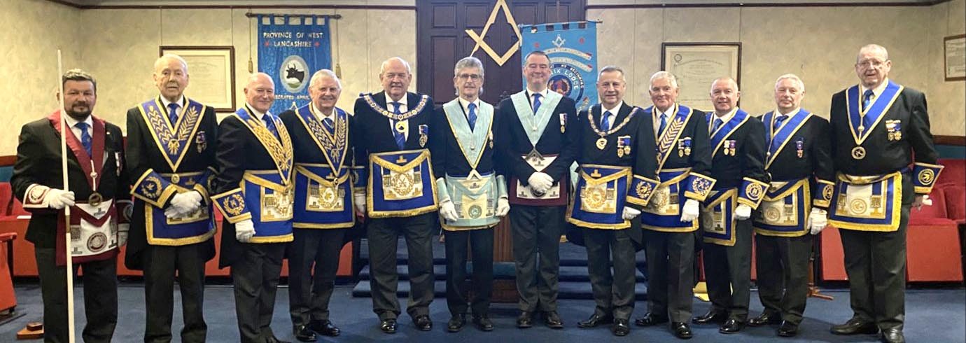 Philip Gunning and Peter Lockett accompanied by other grand officers and Provincial grand officers.