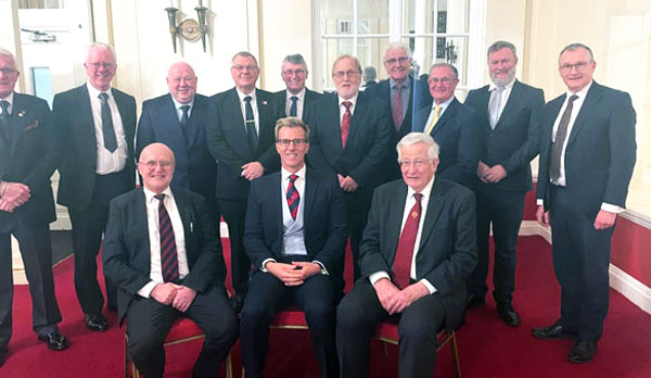Pictured from left to right, are the three principals: Stephen Morgan, Paul Storrar and Chris Brown with the members of the Provincial Grand Stewards’ Chapter of West Lancashire. Pictured from left to right, are the three principals: Stephen Morgan, Paul Storrar and Chris Brown with the members of the Provincial Grand Stewards’ Chapter of West Lancashire.