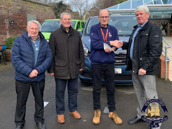 Pictured from left to right, are: Frank Daniels, Glyn Pine, John Wilson and Barry Marsden. Inset: Merchants’ Lodge crest. Pictured from left to right, are: Frank Daniels, Glyn Pine, John Wilson and Barry Marsden. Inset: Merchants’ Lodge crest.