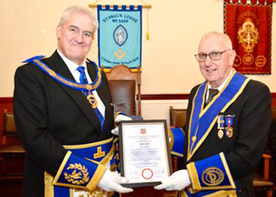 David Clews (right) receives his certificate from Andrew Whittle. David Clews (right) receives his certificate from Andrew Whittle.