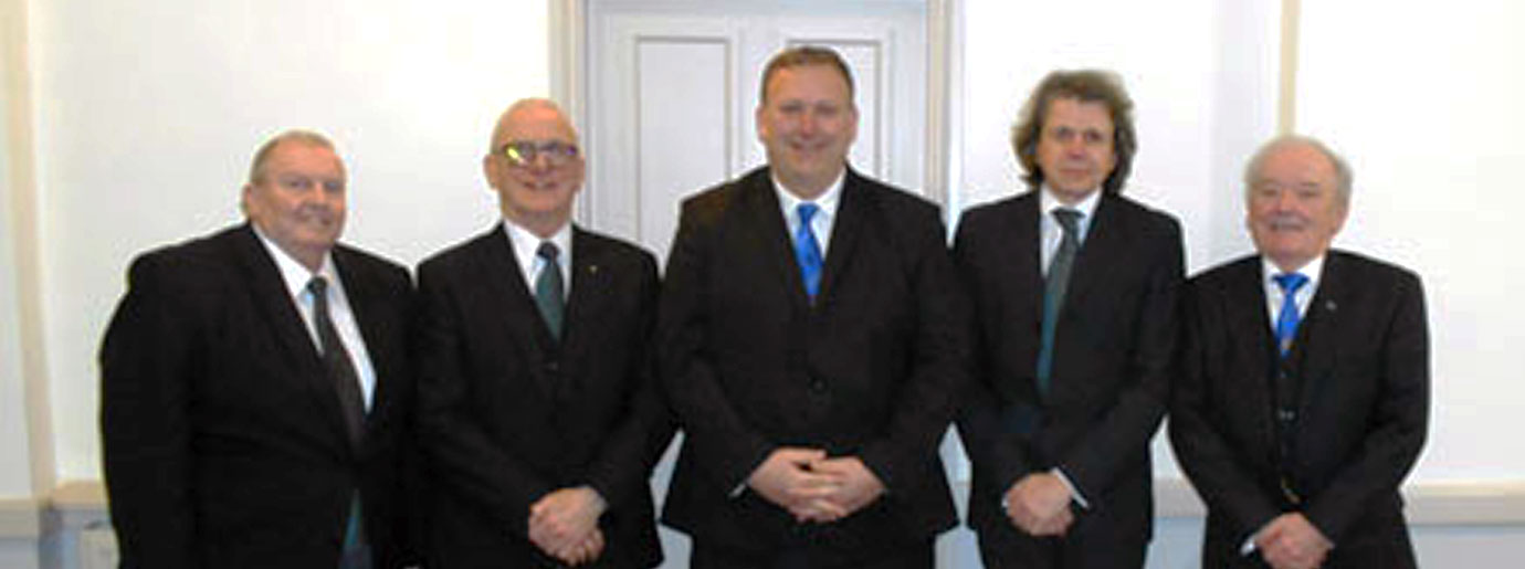 Pictured from left to right, are four of the joining members with Graeme: McNulty, Alex McKie, Graeme Jones, Nick Mackarel and Bill Warren Pictured from left to right, are four of the joining members with Graeme: McNulty, Alex McKie, Graeme Jones, Nick Mackarel and Bill Warren