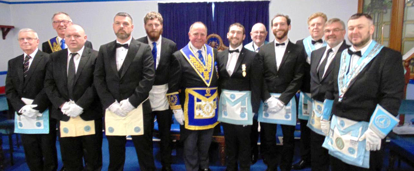 Graham Chambers (centre) surrounded by the ‘light blues of Bootle Pilgrim Lodge’, while John Robbie Porter managed to squeeze in on the back row at the left. Graham Chambers (centre) surrounded by the ‘light blues of Bootle Pilgrim Lodge’, while John Robbie Porter managed to squeeze in on the back row at the left.