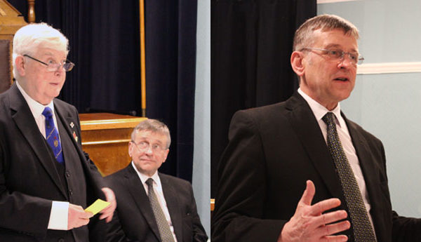 Pictured left: Brian responding to his toast. Pictured right: Philip responding to his toast. Pictured left: Brian responding to his toast. Pictured right: Philip responding to his toast.