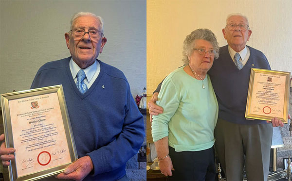 Pictured left: Stan with his certificate. Pictured right: Stan and Brenda. Pictured left: Stan with his certificate. Pictured right: Stan and Brenda.