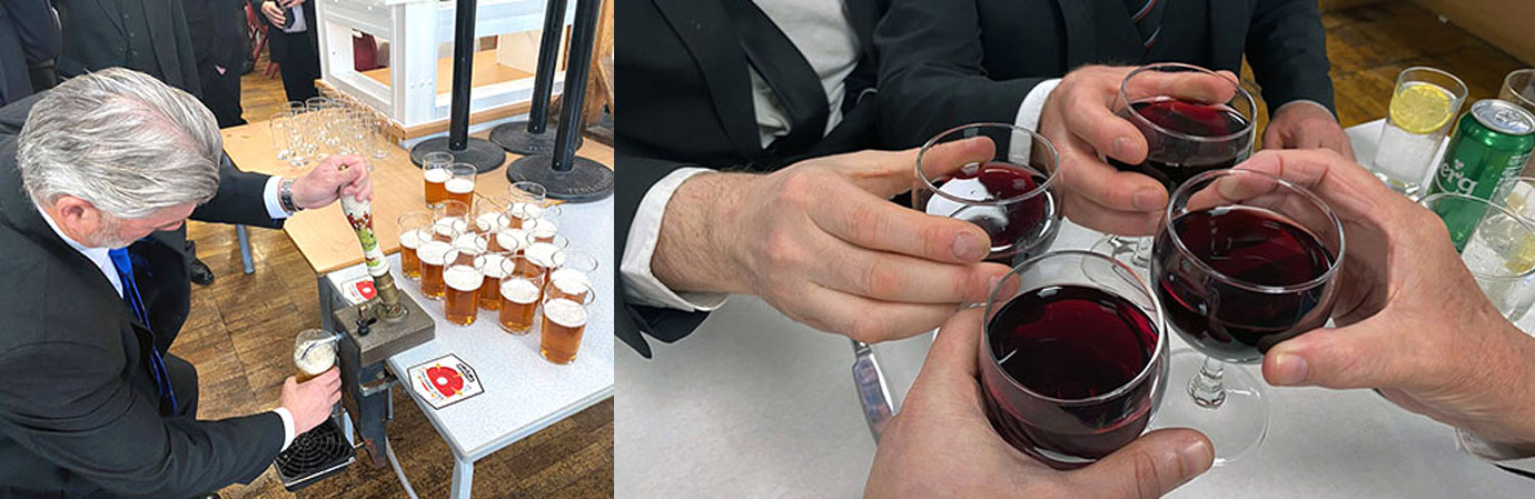 Pictured left: Pull your own cask pump in action. Pictured right: A toast to a great night of comedy. Pictured left: Pull your own cask pump in action. Pictured right: A toast to a great night of comedy.