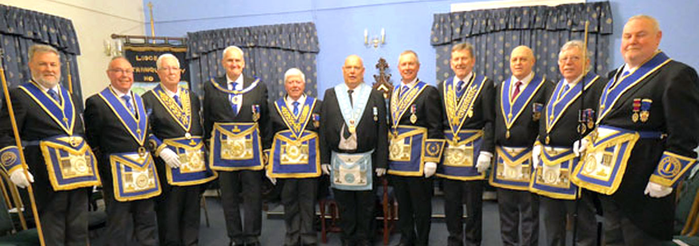 Lodge WM Ian Bloomfield (centre) with grand officers, acting Provincial grand officers and Provincial grand officers. Lodge WM Ian Bloomfield (centre) with grand officers, acting Provincial grand officers and Provincial grand officers.