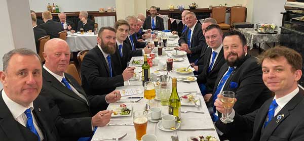 The members of Lodge of Chivalry at the festive board. The members of Lodge of Chivalry at the festive board.