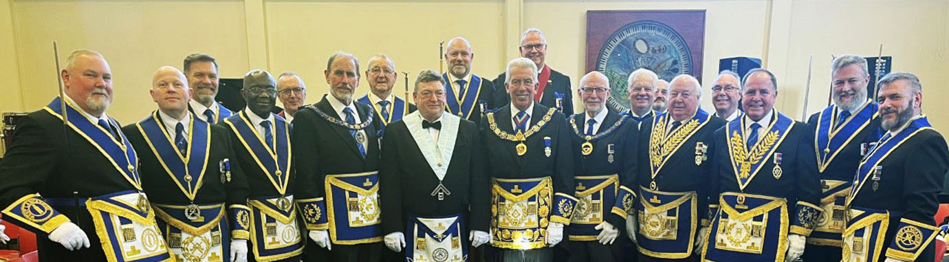 Mark Matthews (centre) with Frank Umbers, Peter McGrady, John James, grand and acting Provincial grand officers. Mark Matthews (centre) with Frank Umbers, Peter McGrady, John James, grand and acting Provincial grand officers.
