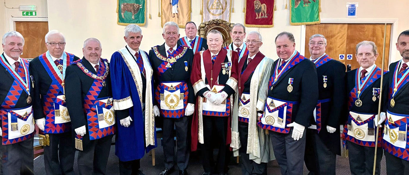 The members of the Ormskirk and Bootle group of chapters who took part in the Royal Arch joint convocation: pictured from left to right, front row are: Stephen Oliver and Rory Green. Middle row: Andy Clarke, David Sullivan, Mike Rimmer, Phil Powell, Ken Rouse and Lee Birchall. Back row: Russell Skidmore, John Wootton, Colin Shannon, Derek Midgley, Stuart Sidebottom, John Thompson and Mal Sandywell. The members of the Ormskirk and Bootle group of chapters who took part in the Royal Arch joint convocation: pictured from left to right, front row are: Stephen Oliver and Rory Green. Middle row: Andy Clarke, David Sullivan, Mike Rimmer, Phil Powell, Ken Rouse and Lee Birchall. Back row: Russell Skidmore, John Wootton, Colin Shannon, Derek Midgley, Stuart Sidebottom, John Thompson and Mal Sandywell.