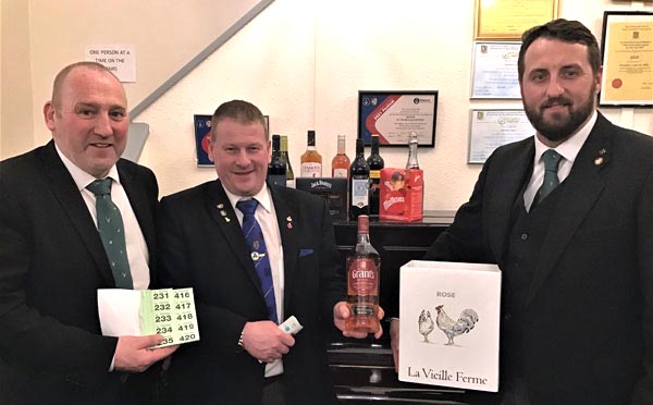 Pictured from left to right, preparing the raffle are: Andy McClements, Richard Dennison, David Jenkinson, Pictured from left to right, preparing the raffle are: Andy McClements, Richard Dennison, David Jenkinson,