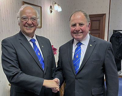 David Ogden (left) congratulates Graham Chambers. David Ogden (left) congratulates Graham Chambers.