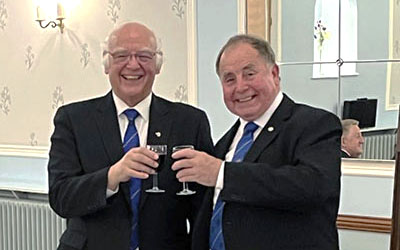 All smiles from David and Graham at the festive board. All smiles from David and Graham at the festive board.