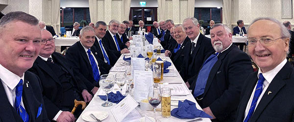Central leg of the dining layout with Ian Higham seated at the ‘top’ table. Central leg of the dining layout with Ian Higham seated at the ‘top’ table.