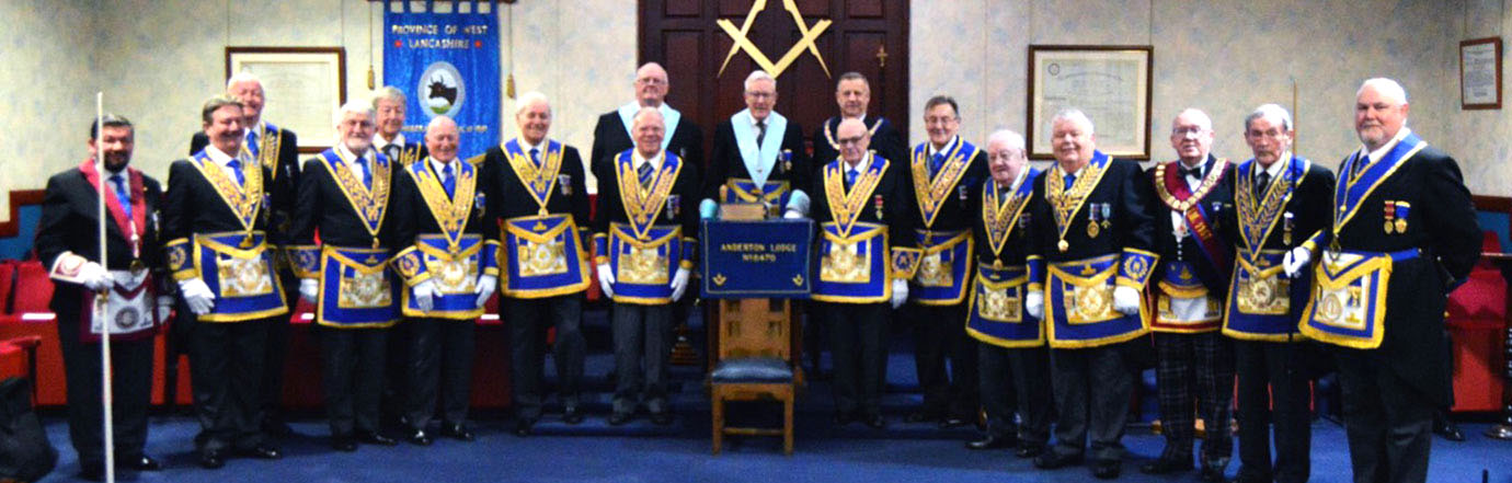 Ian Higham (centre) with grand officers and Provincial grand officers.