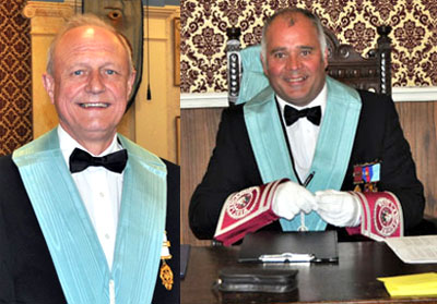 Pictured left: Happy to be the new master of Ulverston Lodge, Tony Taylor. Pictured right: Hard-working secretary of Ulverston Lodge, Gordon Evans.