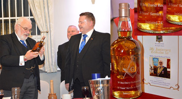 Pictured left: Jim Ross presents David with a gift. Pictured right: The engraved gift to mark the occasion. Pictured left: Jim Ross presents David with a gift. Pictured right: The engraved gift to mark the occasion.