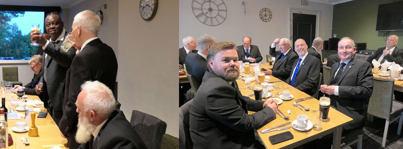 Pictured left: Shina Abayomi takes wine with Matthew Wilson. Pictured right: Diners at the festive board.