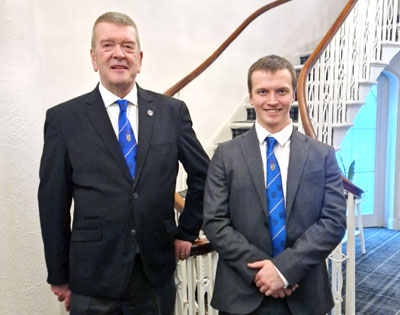 Ben Smith (right) congratulated by Gary Devlin. Ben Smith (right) congratulated by Gary Devlin.