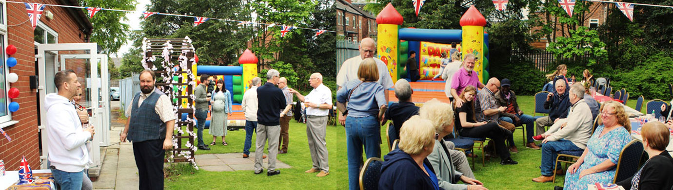 Pictured left: All’s ready and awaiting the start of the festivities. Pictured right: Members and their families enjoying the day.