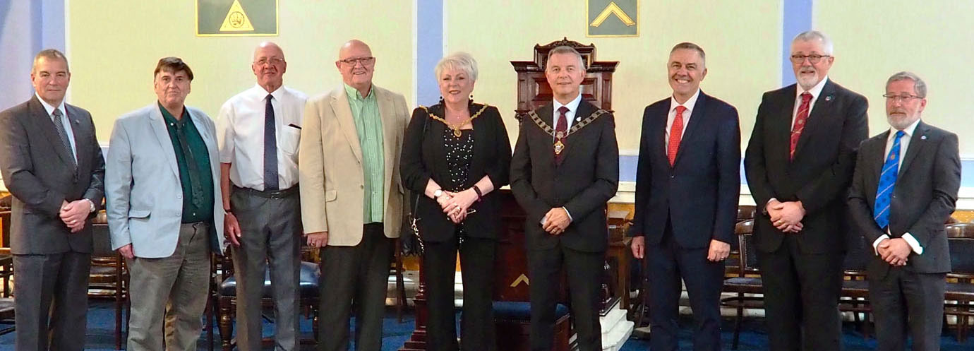 Pictured from left to right are, Ian Watson, Ray Lamb, Vinnie Carte, Peter Mann, Cllr Sharon Hoyle, Cllr. Adrian Hoyle, Stephen Jelly, David Barr and Robert Marsden.