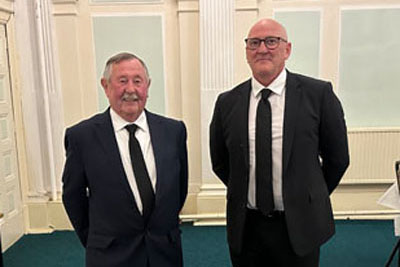 John Hughes (left) and Brian Radford begin their masonic journey.