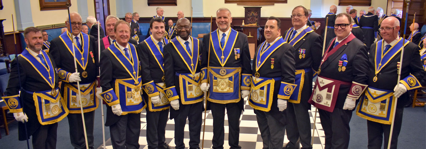 Pictured from left to right, are: Rob Fitzsimmons, lodge acting deacon, Ray Parr, Paul Broadley, Mick Southern, Sylvester During, Barry Fitzgerald, Michael Tax, Neil Lathom, Shaun Brookhouse and lodge acting deacon.