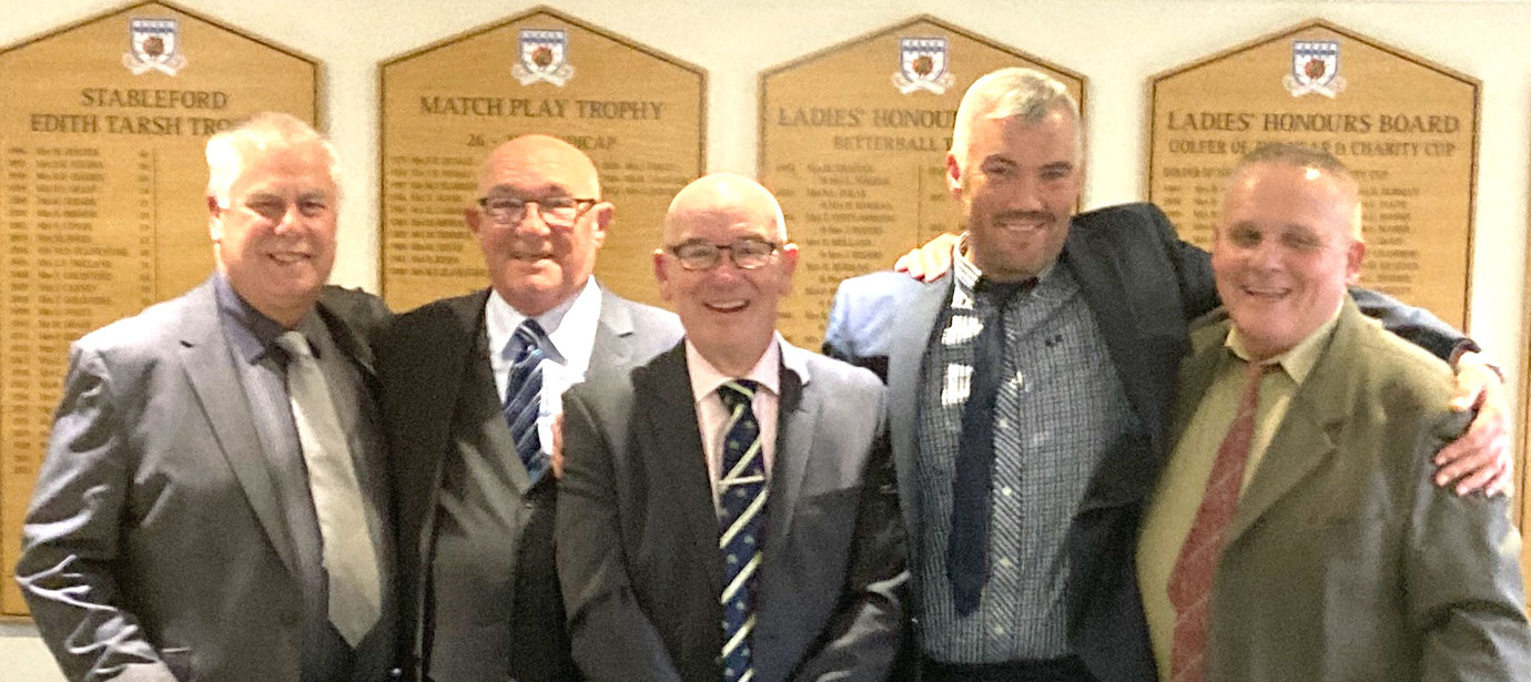 Pictured from left to right, are: Dave Johnson with the President’s Cup Winners, Blenheim Lodge, represented by Brian Jackson, Phil Pattullo, Billy Sharp and Geoff Brown.