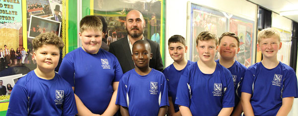 Wayne Devlin with students at Wellacre Academy.