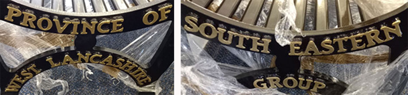 Pictured left: Plaque on one end of the bench. Pictured right: Plaque on the other end of the bench. Pictured left: Plaque on one end of the bench. Pictured right: Plaque on the other end of the bench.
