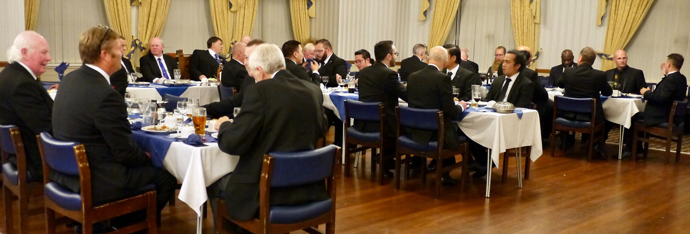 Brethren and guests enjoying the festive board. Brethren and guests enjoying the festive board.