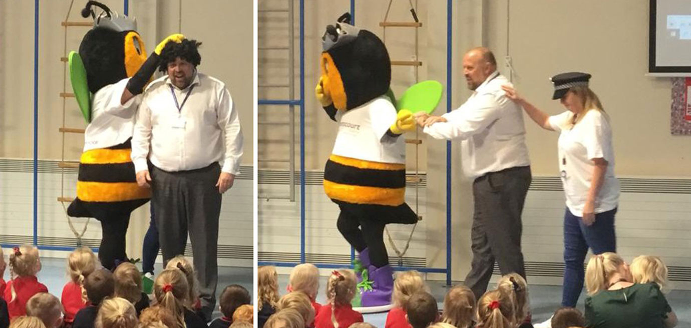 Christan Upton being arrested in his school assembly. Christan Upton being arrested in his school assembly.