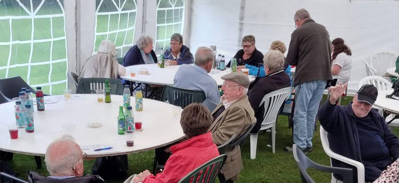 Guests in the marque ready for the quiz and games.