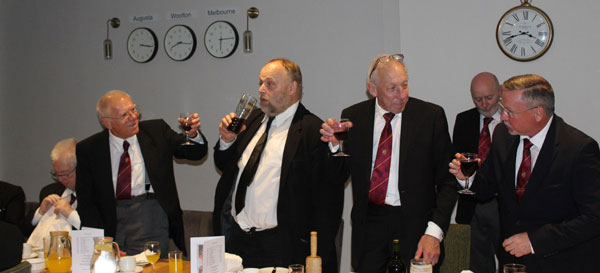 Pictured from left to right, are: Derek Parkinson gives a toast’s the three principals, Ian Broomfield, Joe Muscroft and Harry White. Pictured from left to right, are: Derek Parkinson gives a toast’s the three principals, Ian Broomfield, Joe Muscroft and Harry White.