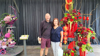John Cross together with his wife Shelagh admiring the displays.