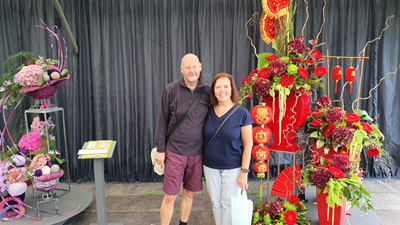 John Cross together with his wife Shelagh admiring the displays. John Cross together with his wife Shelagh admiring the displays.