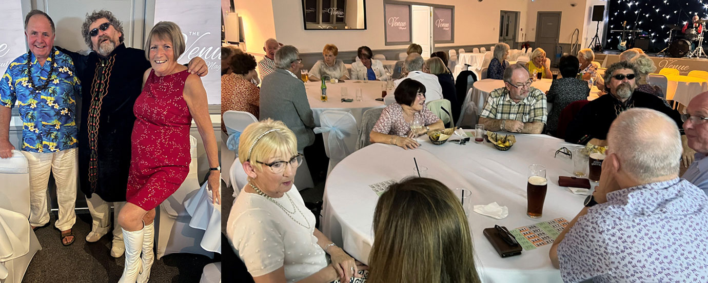 Pictured left from left to right, are party revellers: Graham Chambers, Arnie Neale and Ann Chambers. Pictured right: 60’s party goers.