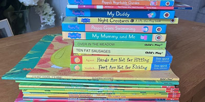 A selection of donated books. A selection of donated books.